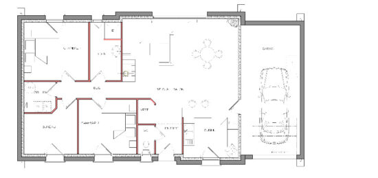Plan de maison Surface terrain 83 m2 - 4 pièces - 2  chambres -  avec garage 