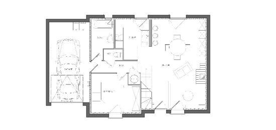 Plan de maison Surface terrain 58 m2 - 3 pièces - 1  chambre -  avec garage 