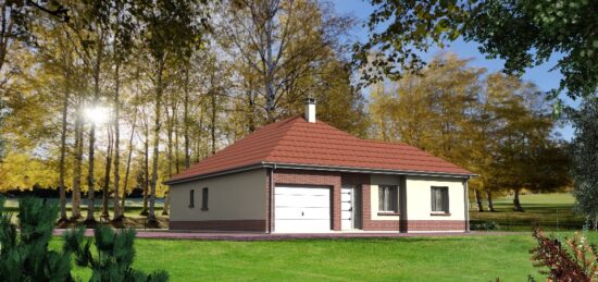 Plan de maison Surface terrain 90 m2 - 4 pièces - 2  chambres -  avec garage 