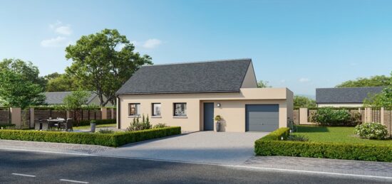 Plan de maison Surface terrain 60 m2 - 3 pièces - 1  chambre -  avec garage 