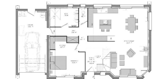 Plan de maison Surface terrain 130 m2 - 6 pièces - 3  chambres -  avec garage 