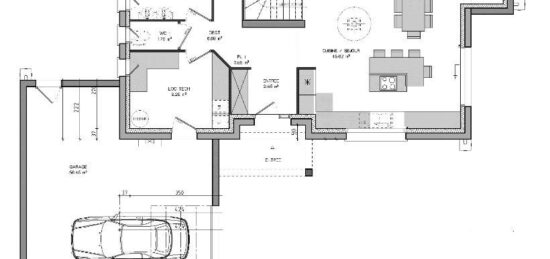 Plan de maison Surface terrain 146 m2 - 7 pièces - 3  chambres -  avec garage 