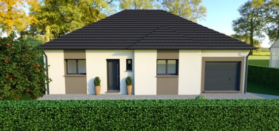 Plan de maison Surface terrain 105 m2 - 4 pièces - 3  chambres -  avec garage 
