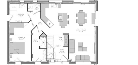 Plan de maison Surface terrain 83 m2 - 4 pièces - 4  chambres -  sans garage 