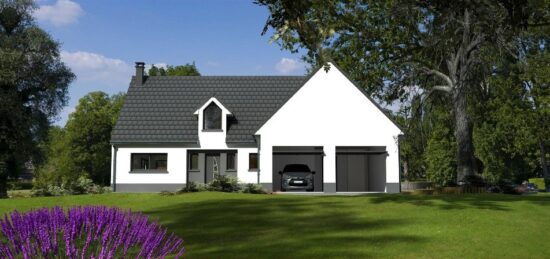 Plan de maison Surface terrain 120 m2 - 6 pièces - 3  chambres -  avec garage 