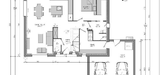 Plan de maison Surface terrain 120 m2 - 6 pièces - 3  chambres -  avec garage 
