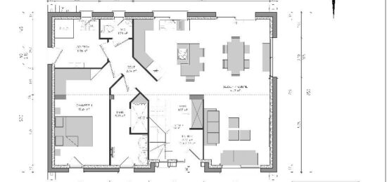 Plan de maison Surface terrain 132 m2 - 8 pièces - 3  chambres -  sans garage 