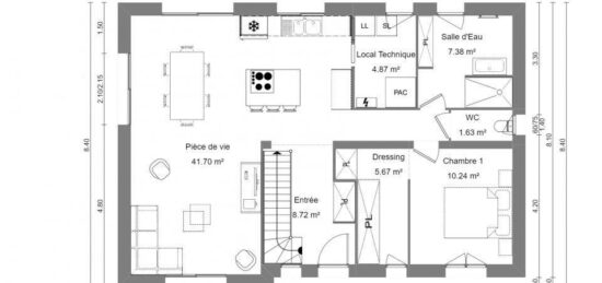 Plan de maison Surface terrain 130 m2 - 6 pièces - 4  chambres -  sans garage 
