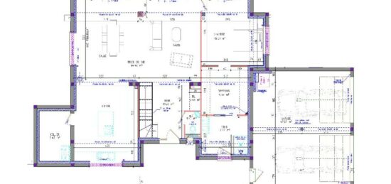 Plan de maison Surface terrain 195 m2 - 7 pièces - 4  chambres -  avec garage 