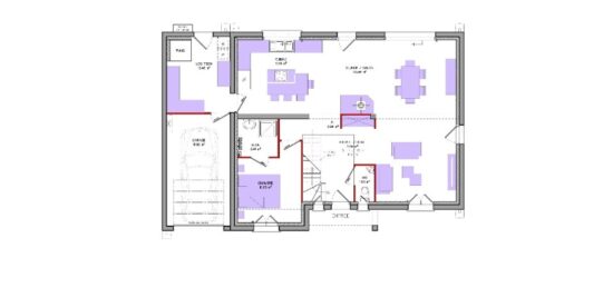 Plan de maison Surface terrain 147 m2 - 8 pièces - 5  chambres -  avec garage 