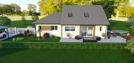 Plan de maison Surface terrain 126 m2 - 7 pièces - 4  chambres -  avec garage 