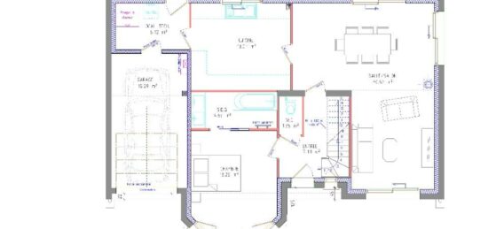 Plan de maison Surface terrain 124.7 m2 - 8 pièces - 4  chambres -  avec garage 